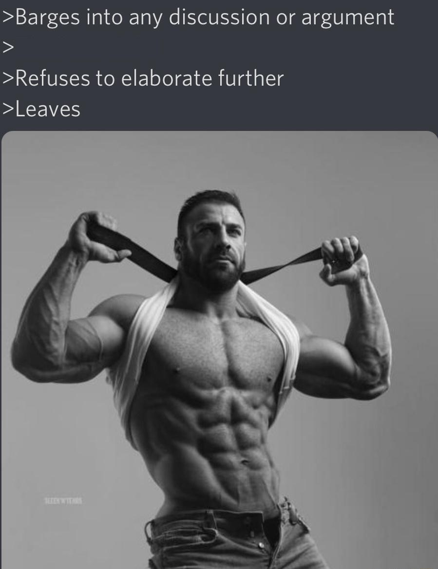 Plantilla de meme Chad barges into discussion (with correct font)