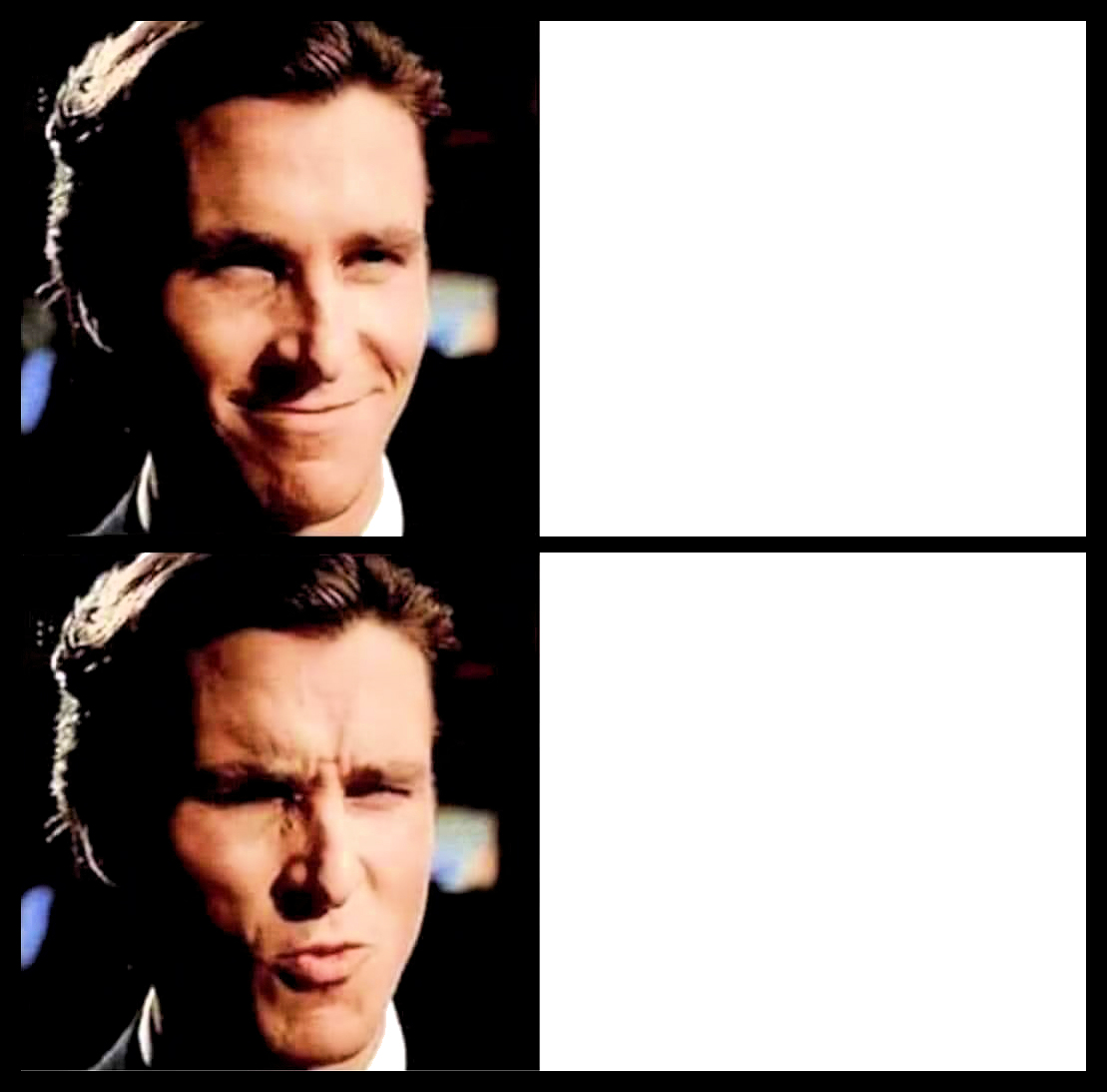 Plantilla de meme Christian Bale Smile + Ooh