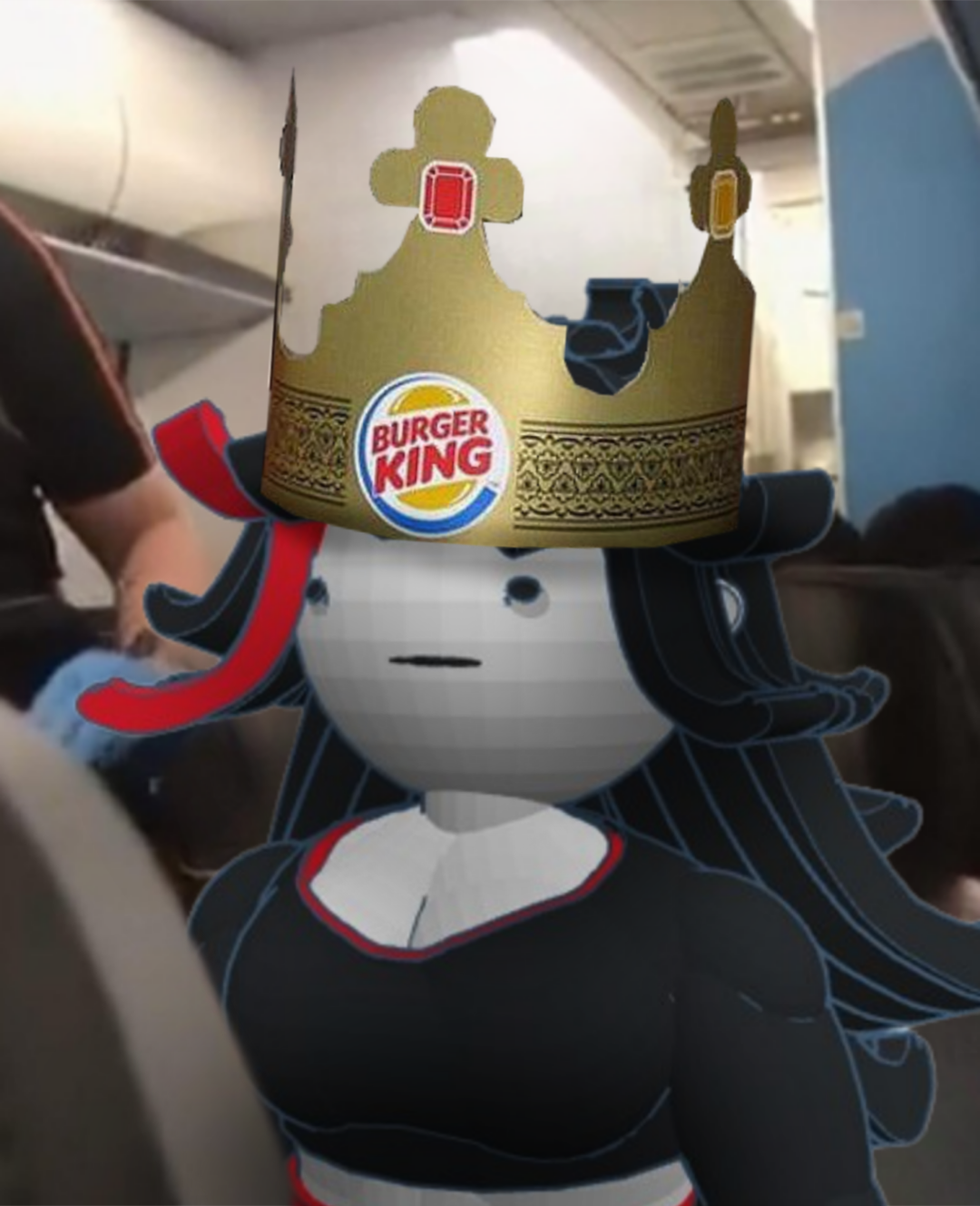 Template meme Claire Burger King Crown Airplane