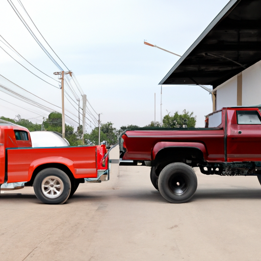 Template meme classic old pickup truck pulling electric pickup truck