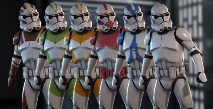 Plantilla de meme Clone trooper stand next to each other