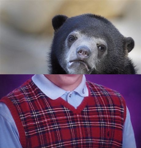 Template meme Confession Bear cross Bad Luck Brian