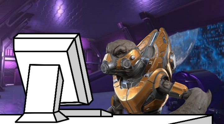 Plantilla de meme Covenant Grunt on Computer