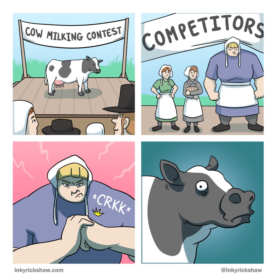 Plantilla de meme cow milking contest