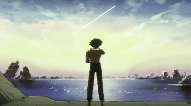 Template meme Cowboy Bebop Spike Spiegel looking into the horizon