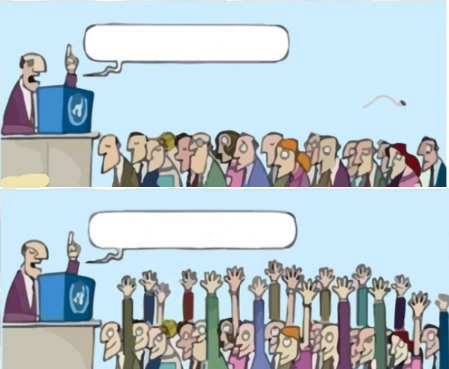 Plantilla de meme Crowd Raising Hands Meme Reversed