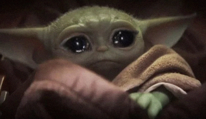 Plantilla de meme Crying Baby Yoda