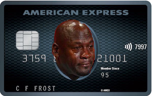 Plantilla de meme Crying jordan credit card