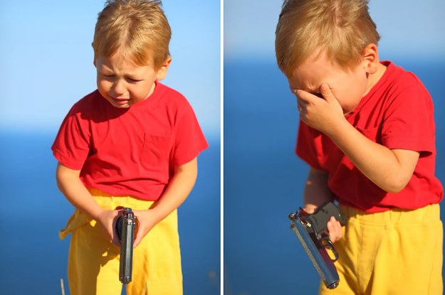 Plantilla de meme Crying kid with gun