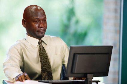 Plantilla de meme Crying Michael Jordan @ Computer