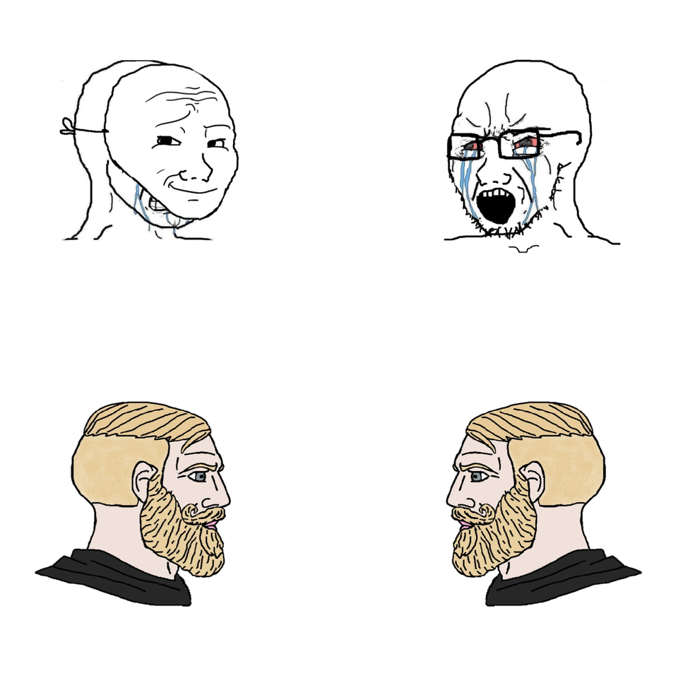 Template meme Crying Wojak / I Know Chad Meme