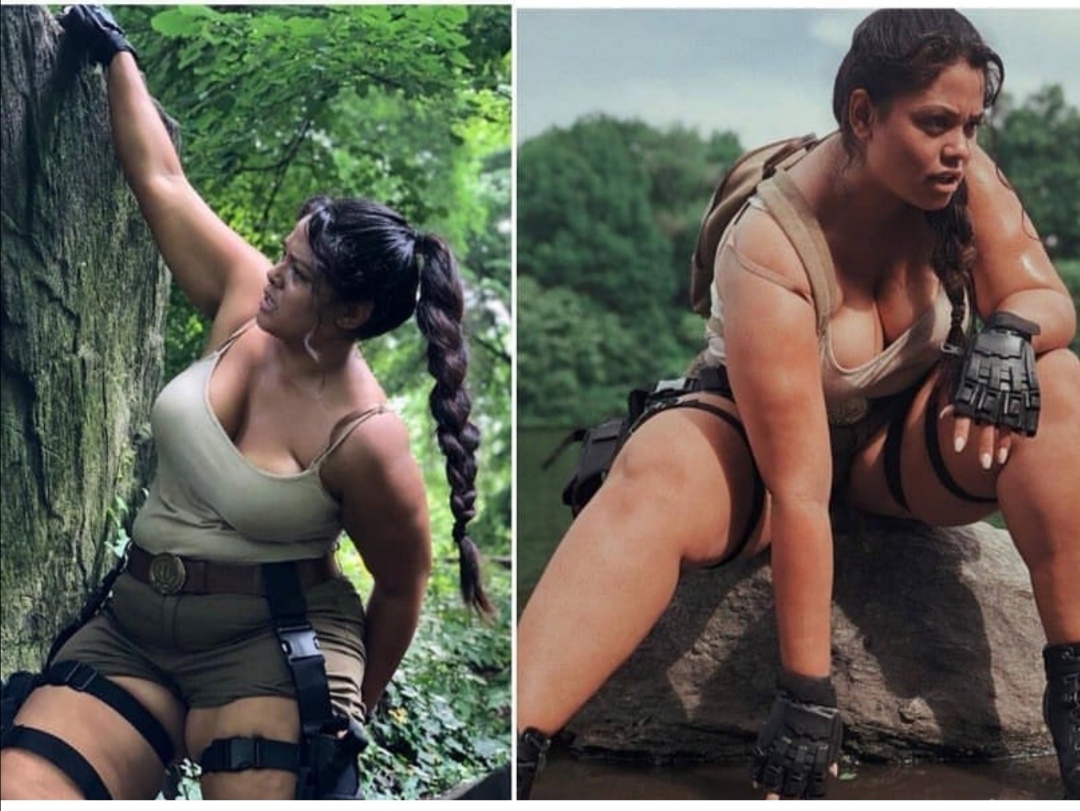 Plantilla de meme curvy Lara Croft