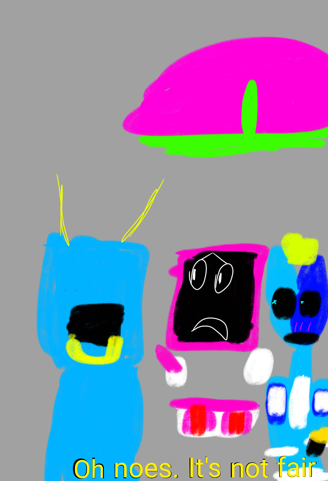 Plantilla de meme Cyan Minotaur, Pink Doodleboard and Fairy Knittens see X