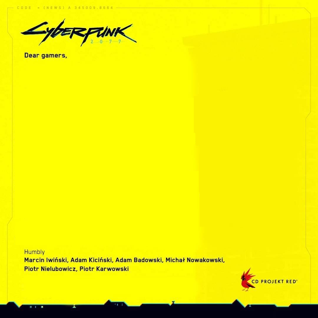 Template meme Cyberpunk 2077 apology blank