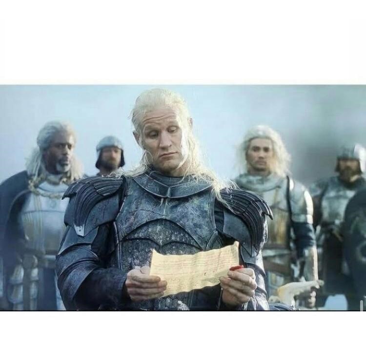 Plantilla de meme Daemon Targaryen Letter