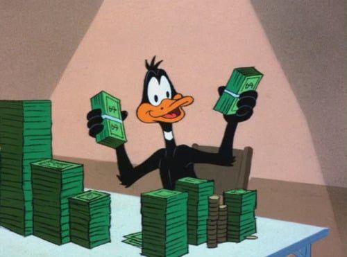 Plantilla de meme Daffy Duck with money