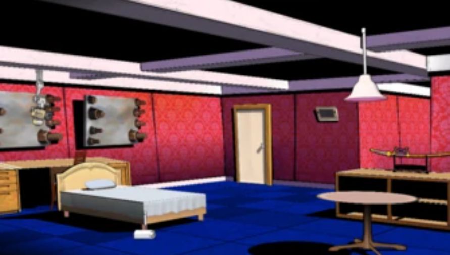 Template meme Danganronpa themed dorm hotel room