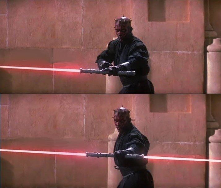 Plantilla de meme Darth Maul Double Sided Lightsaber