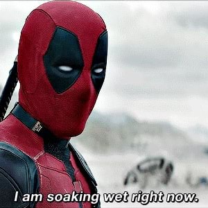 Template meme Deadpool & Wolverine soaking wet