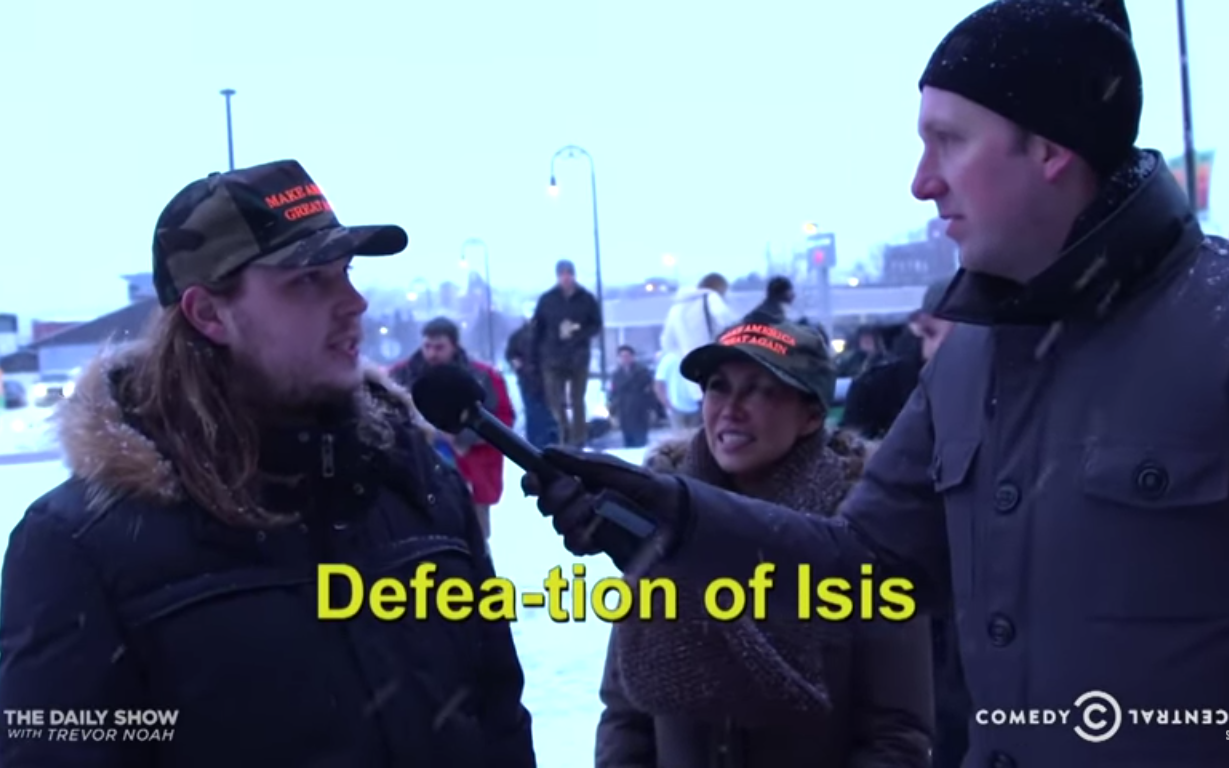 Plantilla de meme defeation of isis daily show trevor noah