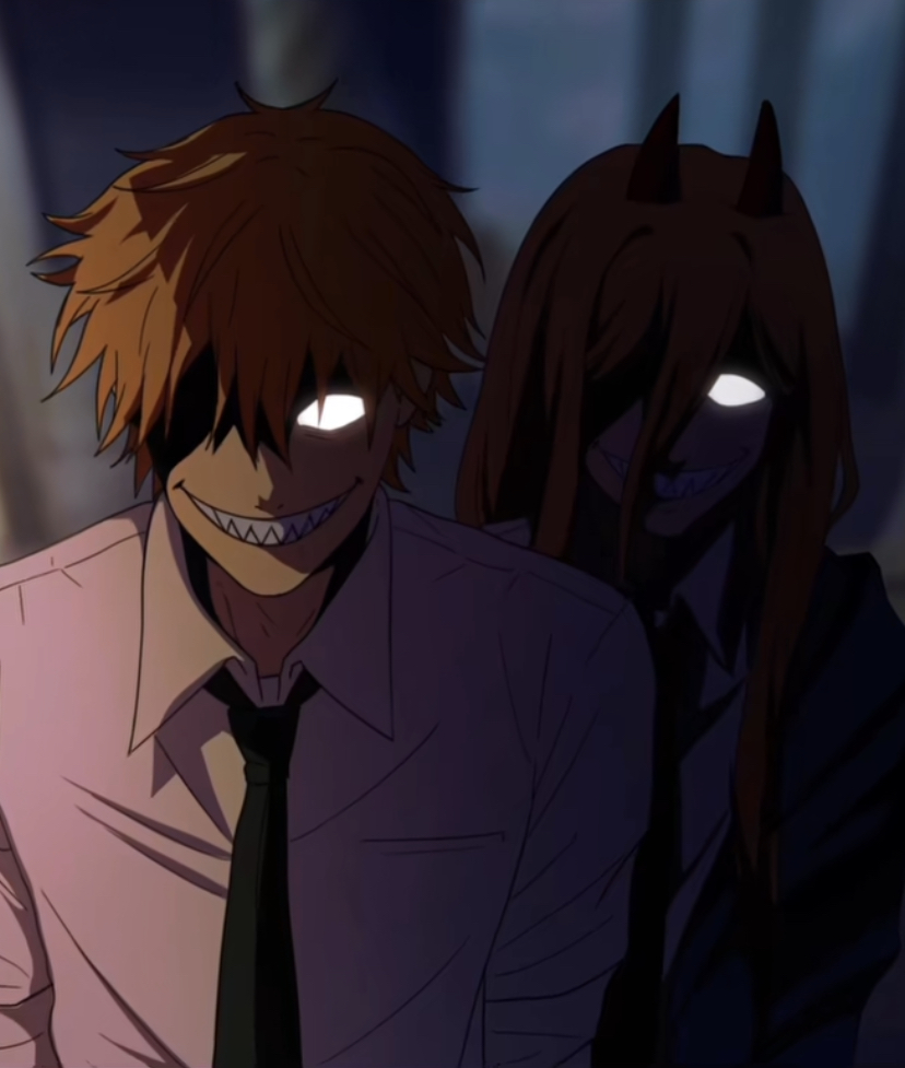 Plantilla de meme Denji and power grin
