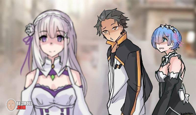 Template meme distracted boyfriend anime re zero