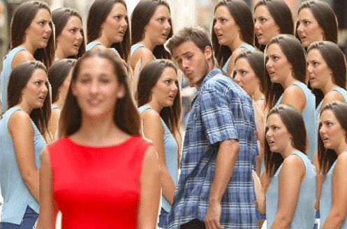 Plantilla de meme Distracted boyfriend multiple girls