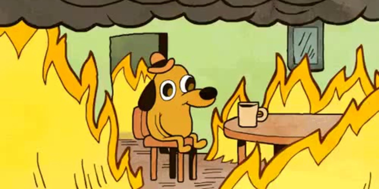 Template meme Dog on fire