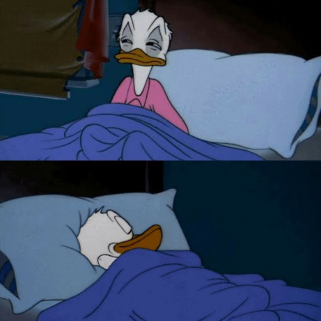 Template meme donald duck bed