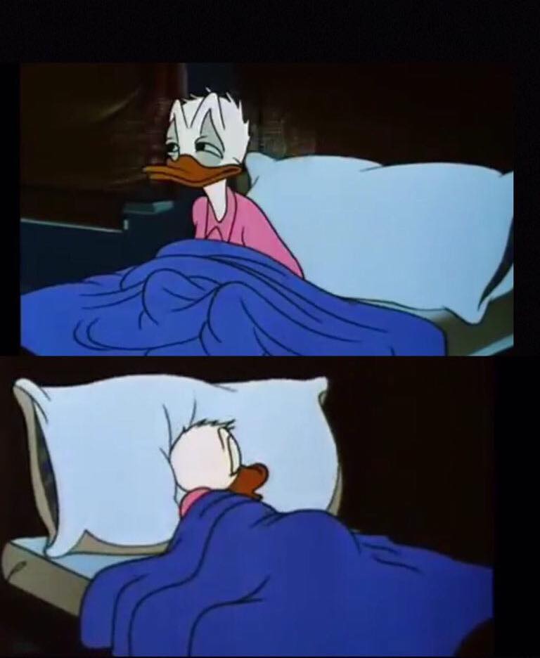 Plantilla de meme donald duck sleepless