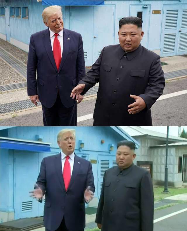 Template meme Donald Trump correcting Kim Jong-Un