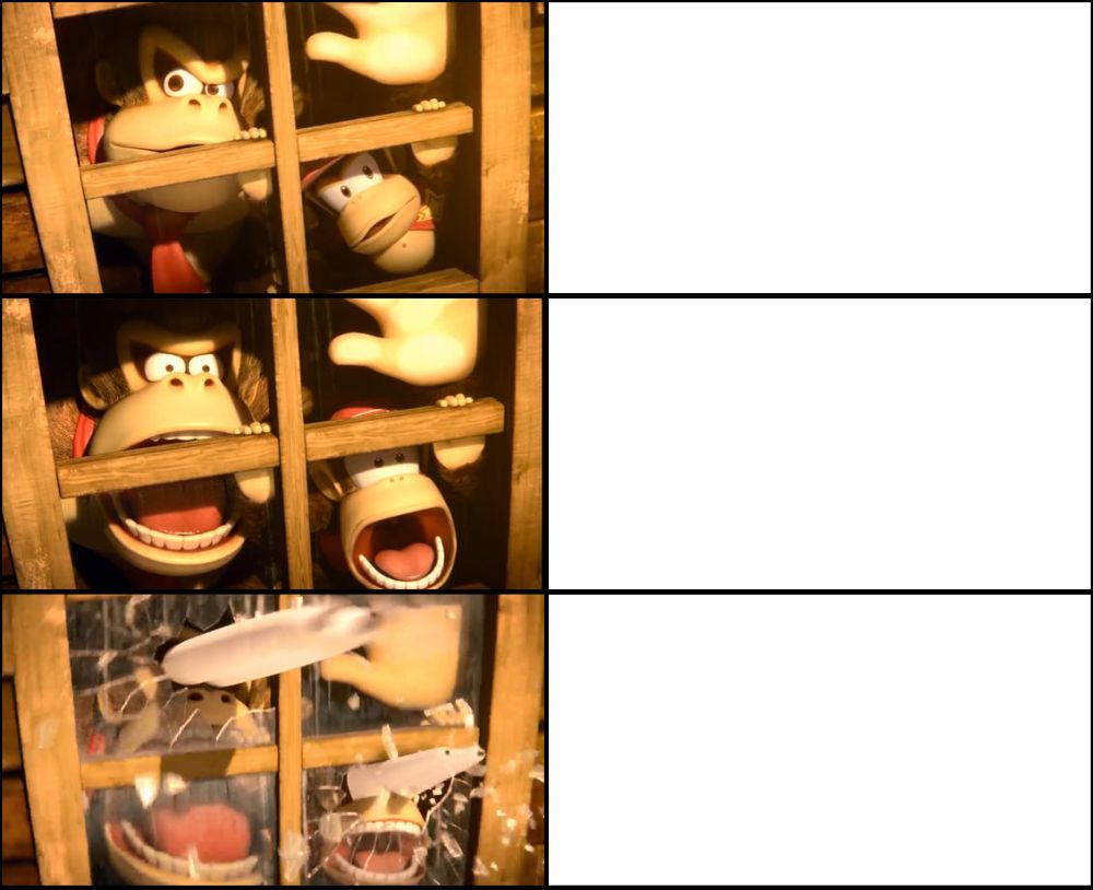 Plantilla de meme Donkey Kong and Diddy Kong surprised