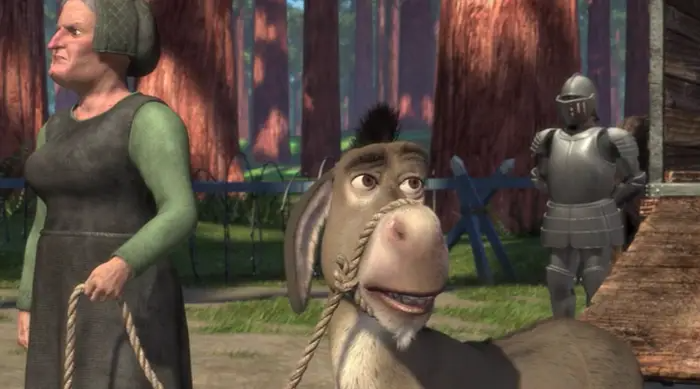 Template meme Donkey Shrek leash