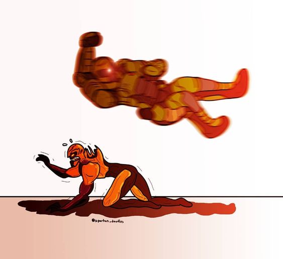 Plantilla de meme doom guy elbow dropping a demon