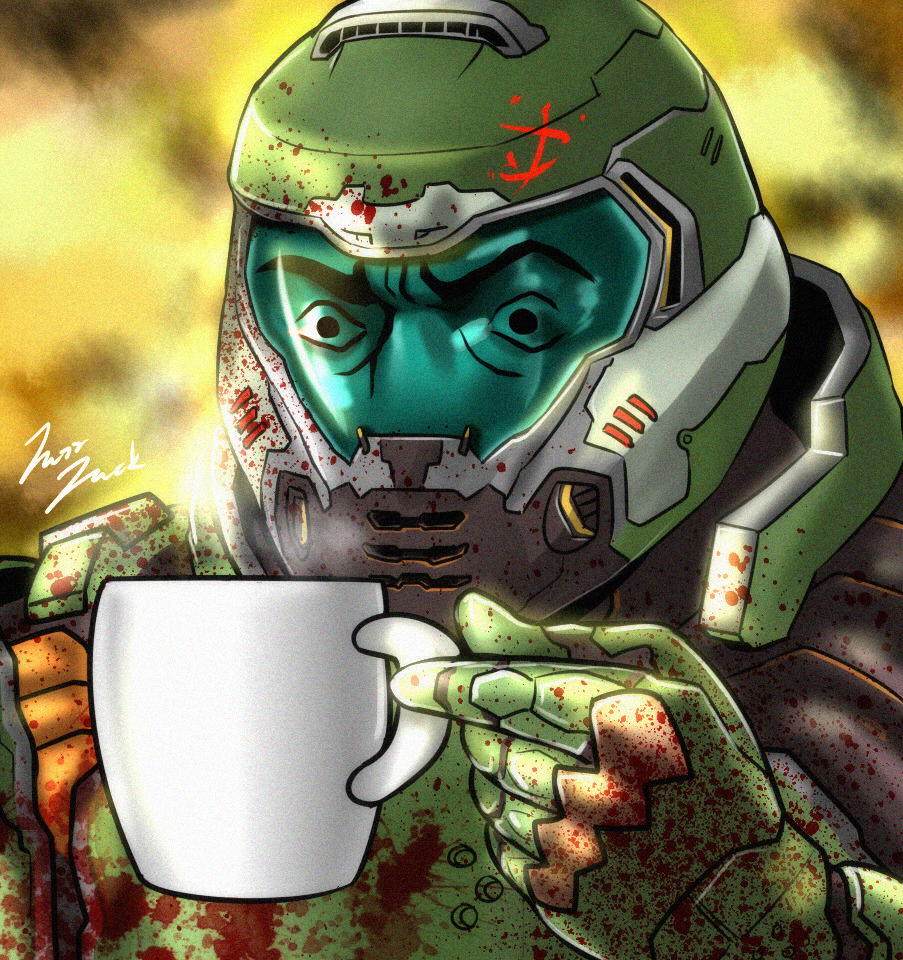 Plantilla de meme Doom Slayer Coffee