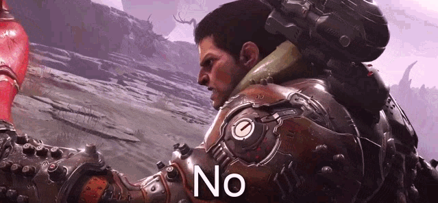 Plantilla de meme Doom Slayer says "No."