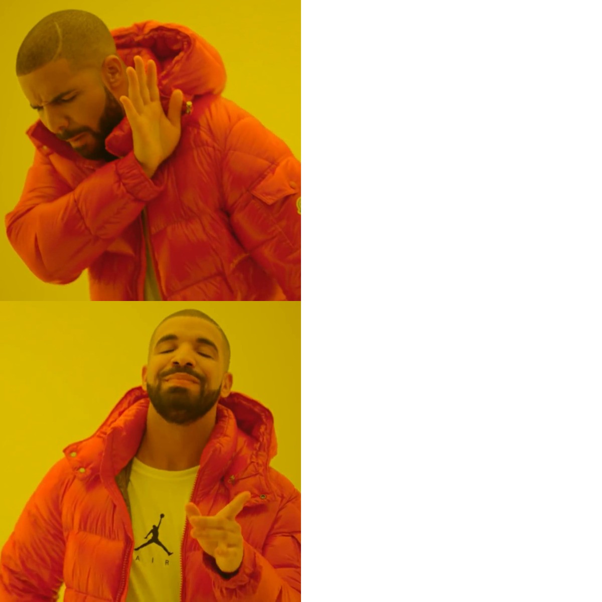 Template meme Drake Hotline Bling