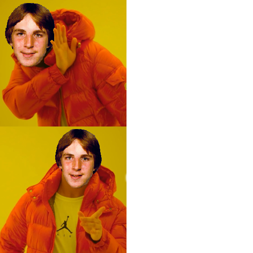 Template meme Drake hotline bling Old Economy Steve
