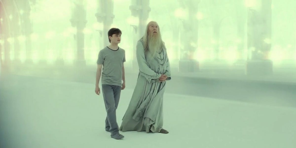 Template meme Dumbledore walking with Harry Potter