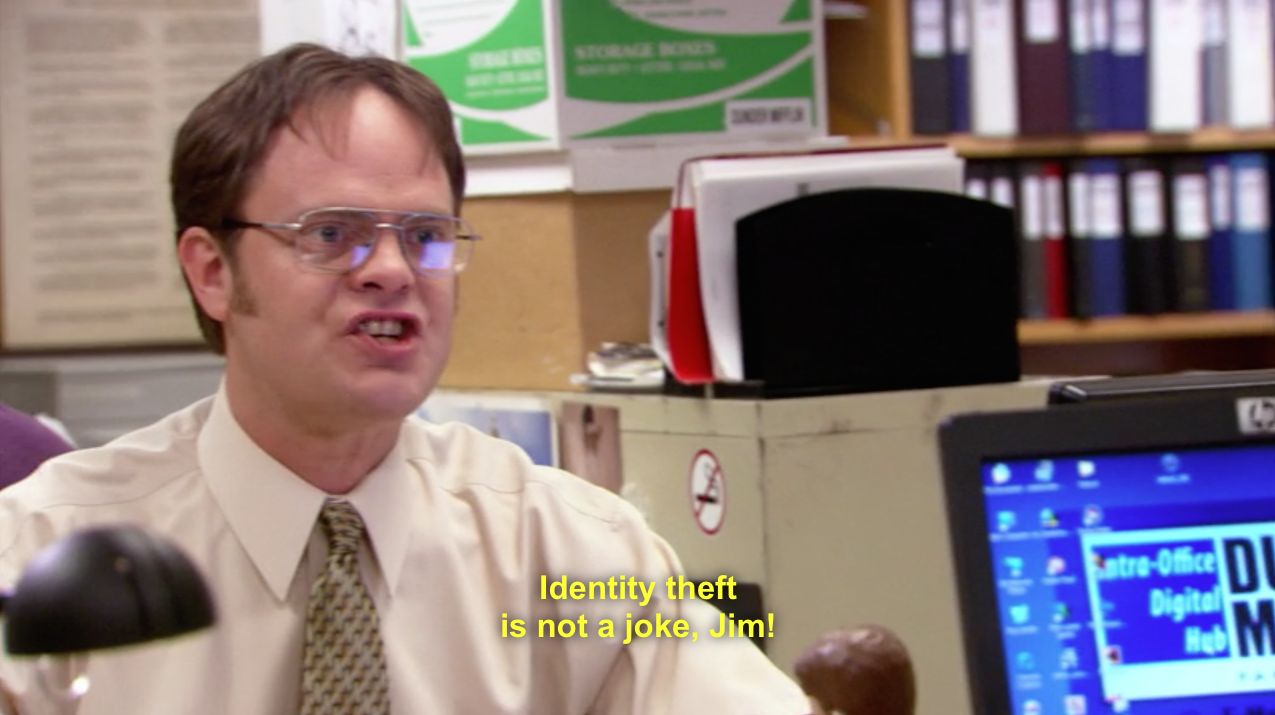 Template meme Dwight schrute identity theft