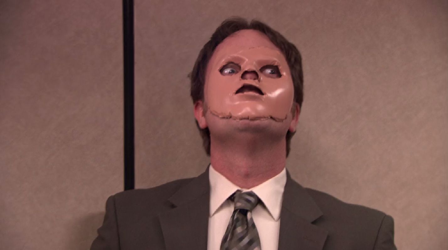 Template meme Dwight Schrute The Office CPR Dummy Face Mask Hannibal
