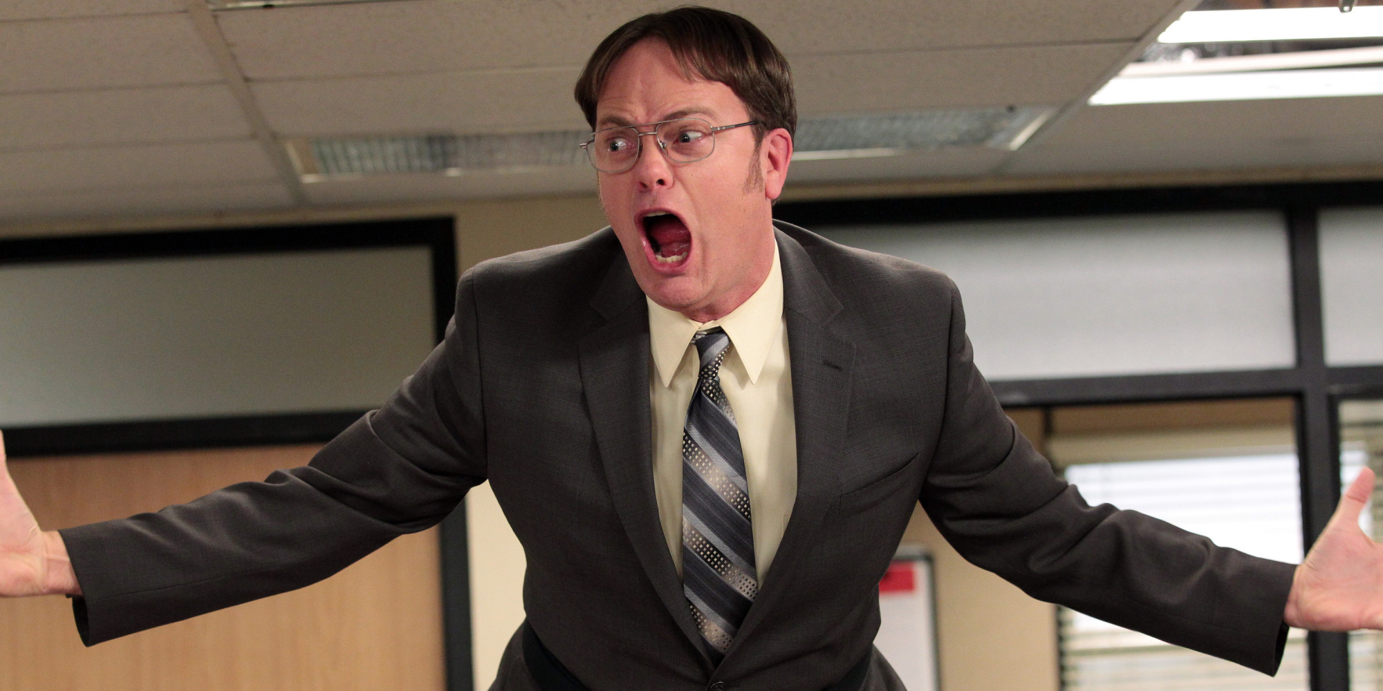 Template meme dwight schrute yelling angry