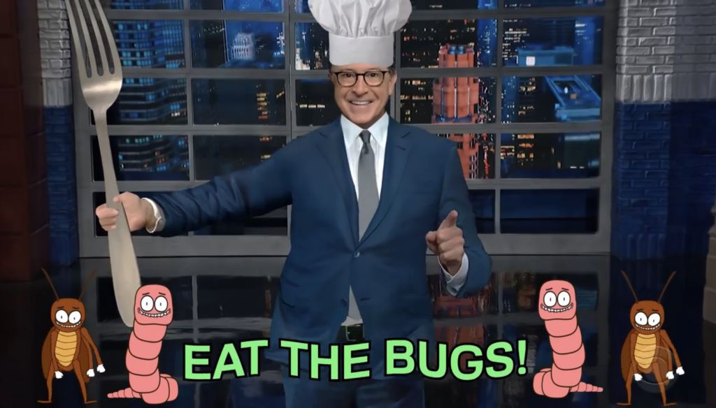 Plantilla de meme Eat the bugs - Stephen Colbert