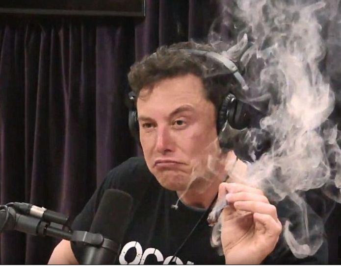 Template meme Elon Musk smoking a joint
