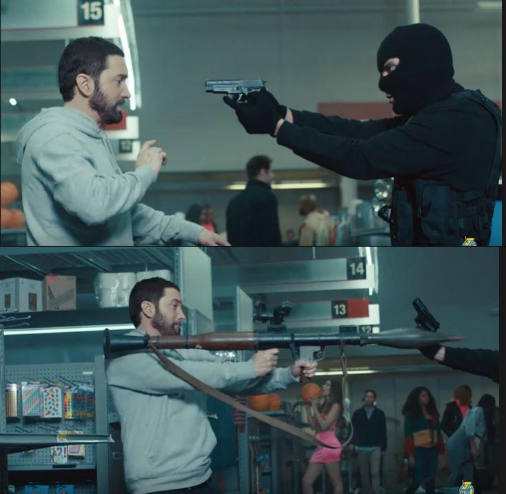 Plantilla de meme eminem rocket launcher