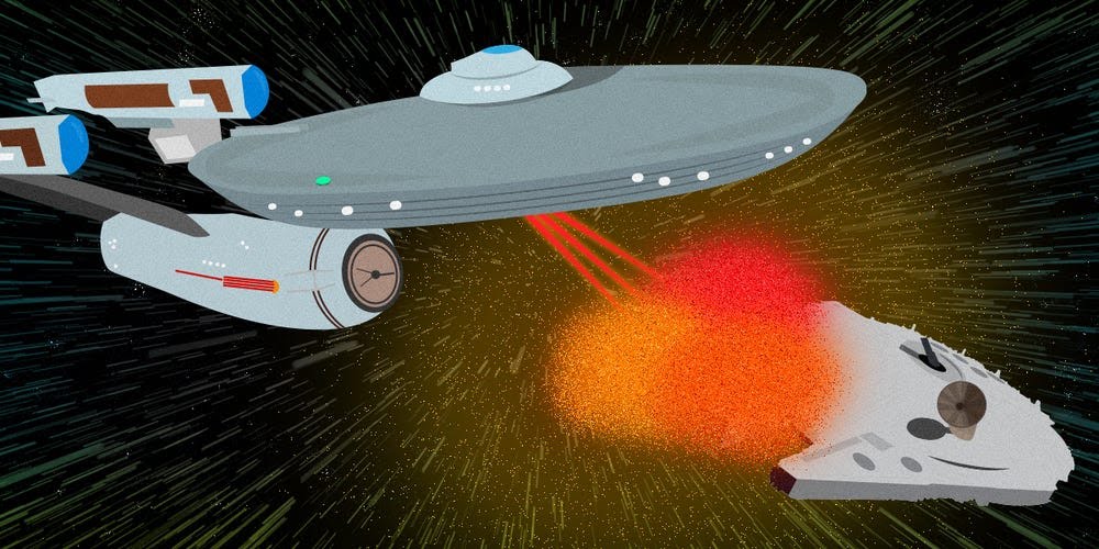 Plantilla de meme Enterprise destroys Millennium Falcon