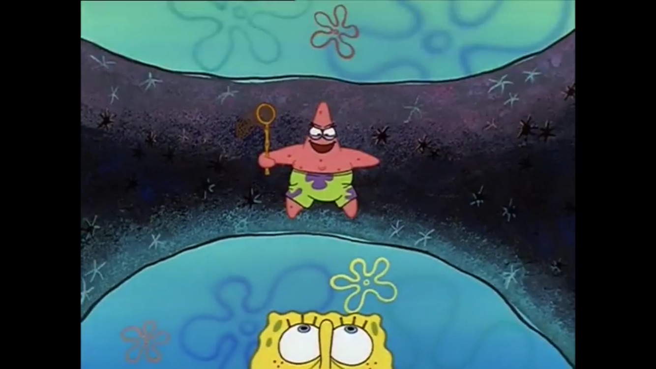 Plantilla de meme Evil Patrick from Above