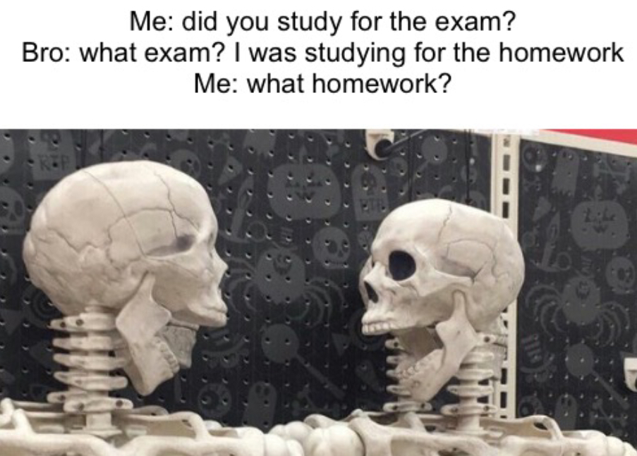 Plantilla de meme Exam skeletons meme