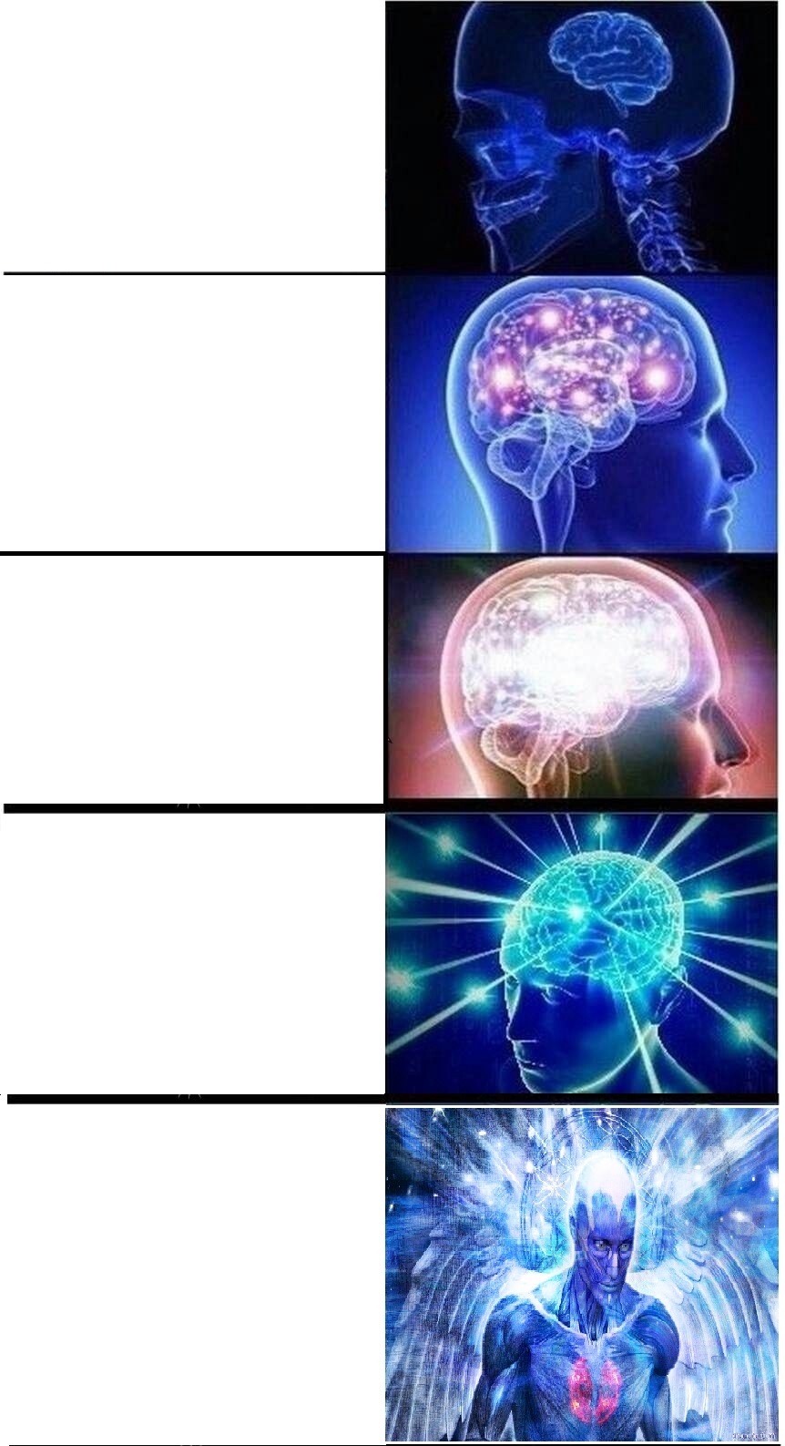 Plantilla de meme Expanding Brain 5-Part