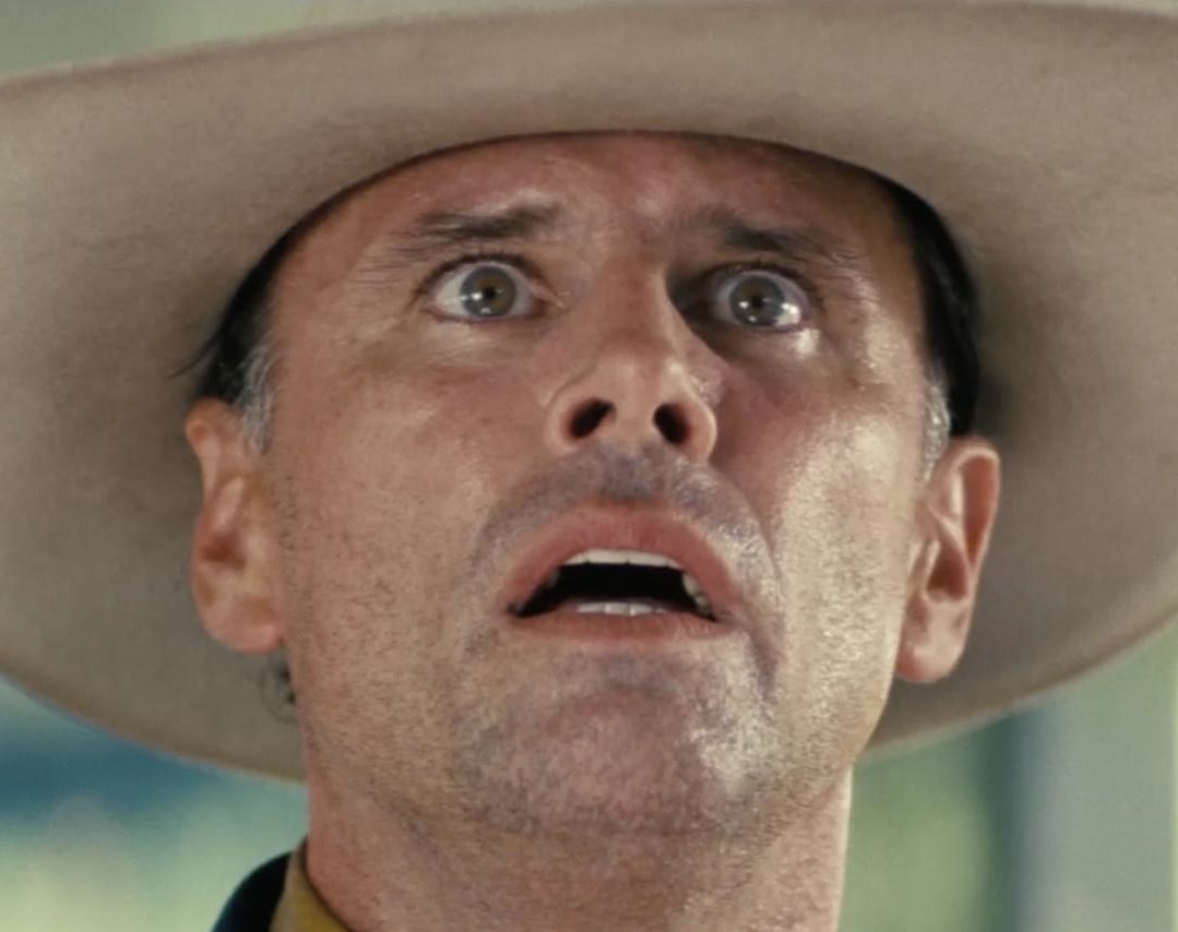 Template meme Fallout TV series Walton Goggins window blast reflection